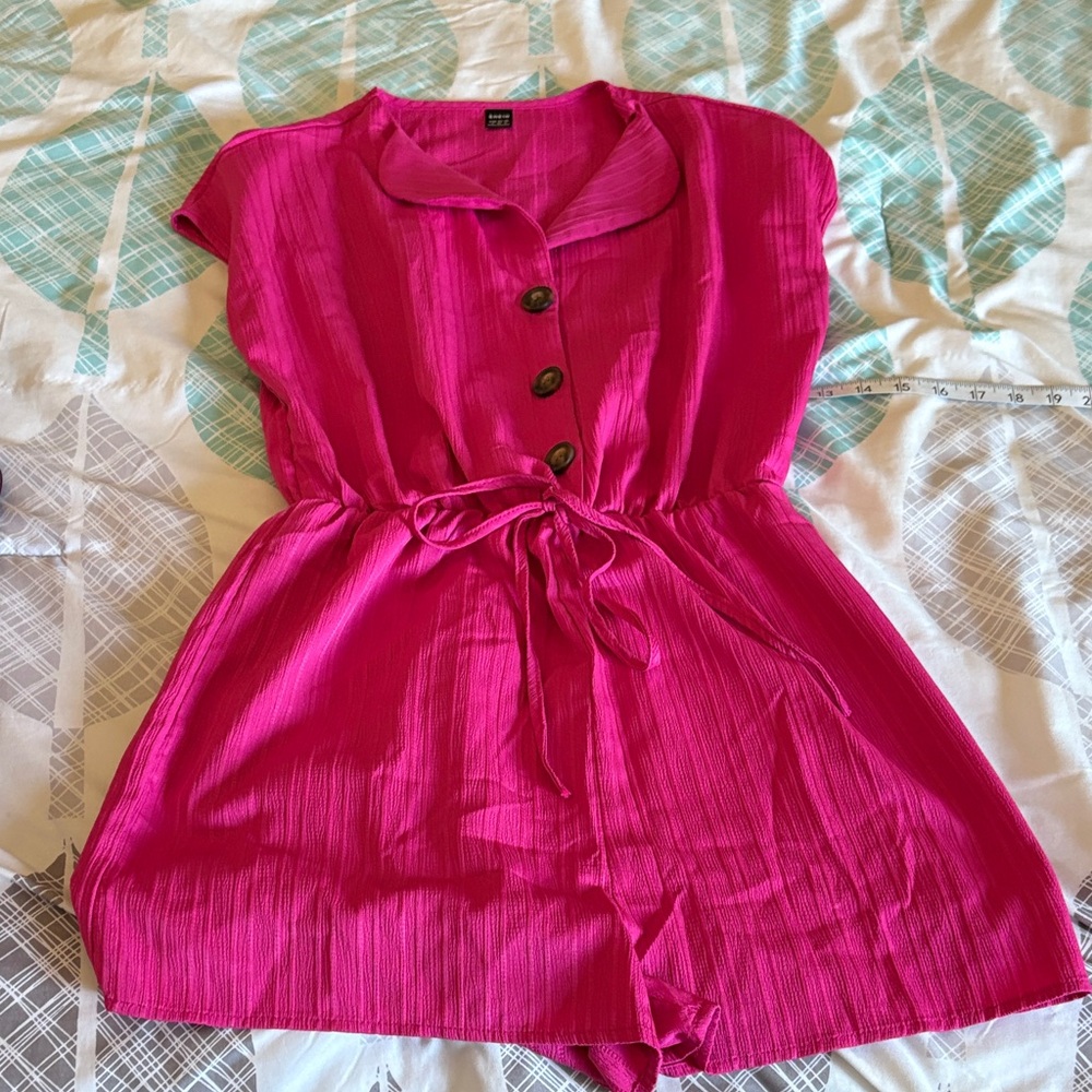SHEIN Pink Button-Up Romper